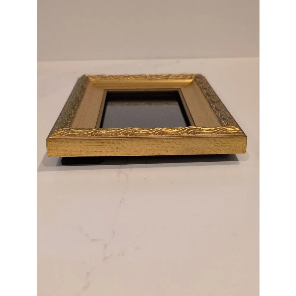 Vintage Gold Ornate Picture Frame Velvet Easel Back 4